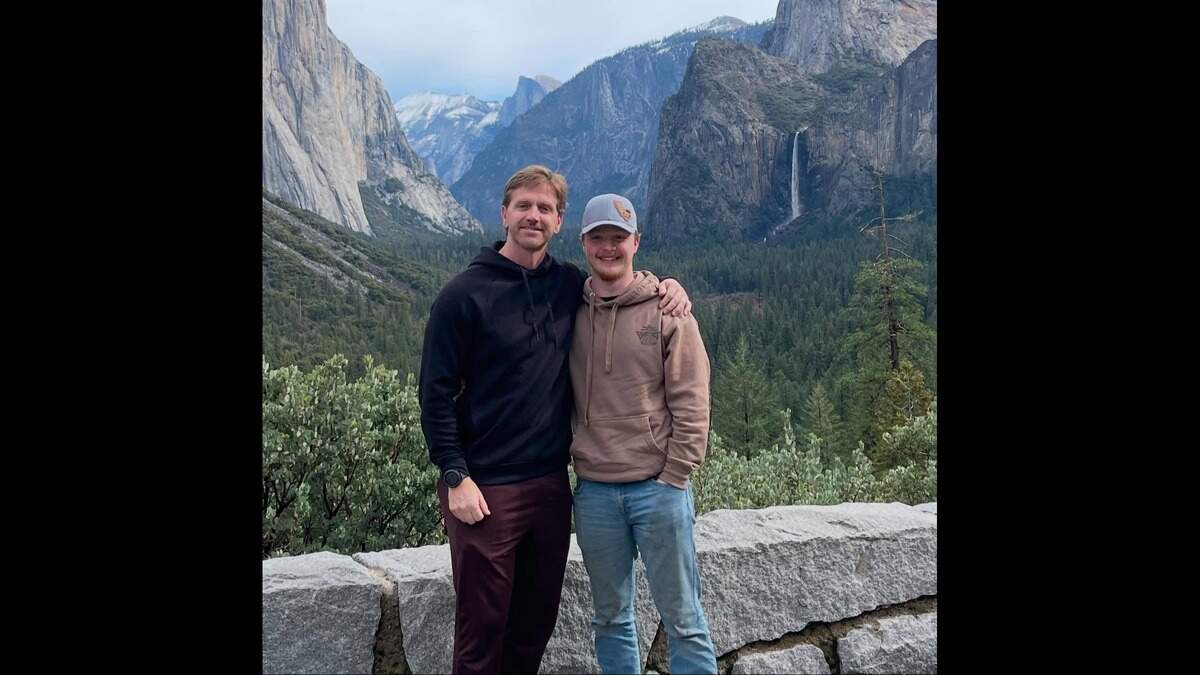 Stephen Quick, left, and son Caleb in an undated photo in Yosemite National Park. Quick was killed April 23, 2025, in a parking lot near Herndon and Willow avenues in Clovis. Opening statements and witness questioning in the trial for one of the two teens accused of murder is set to begin Monday, Aug. 3, 2026.